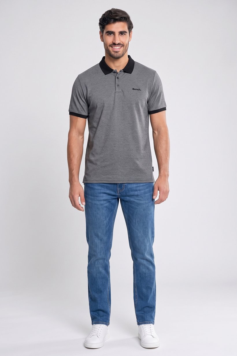 Men Regular Fit Embroidered Logo Short Sleeve Polo Shirt, Dark Grey