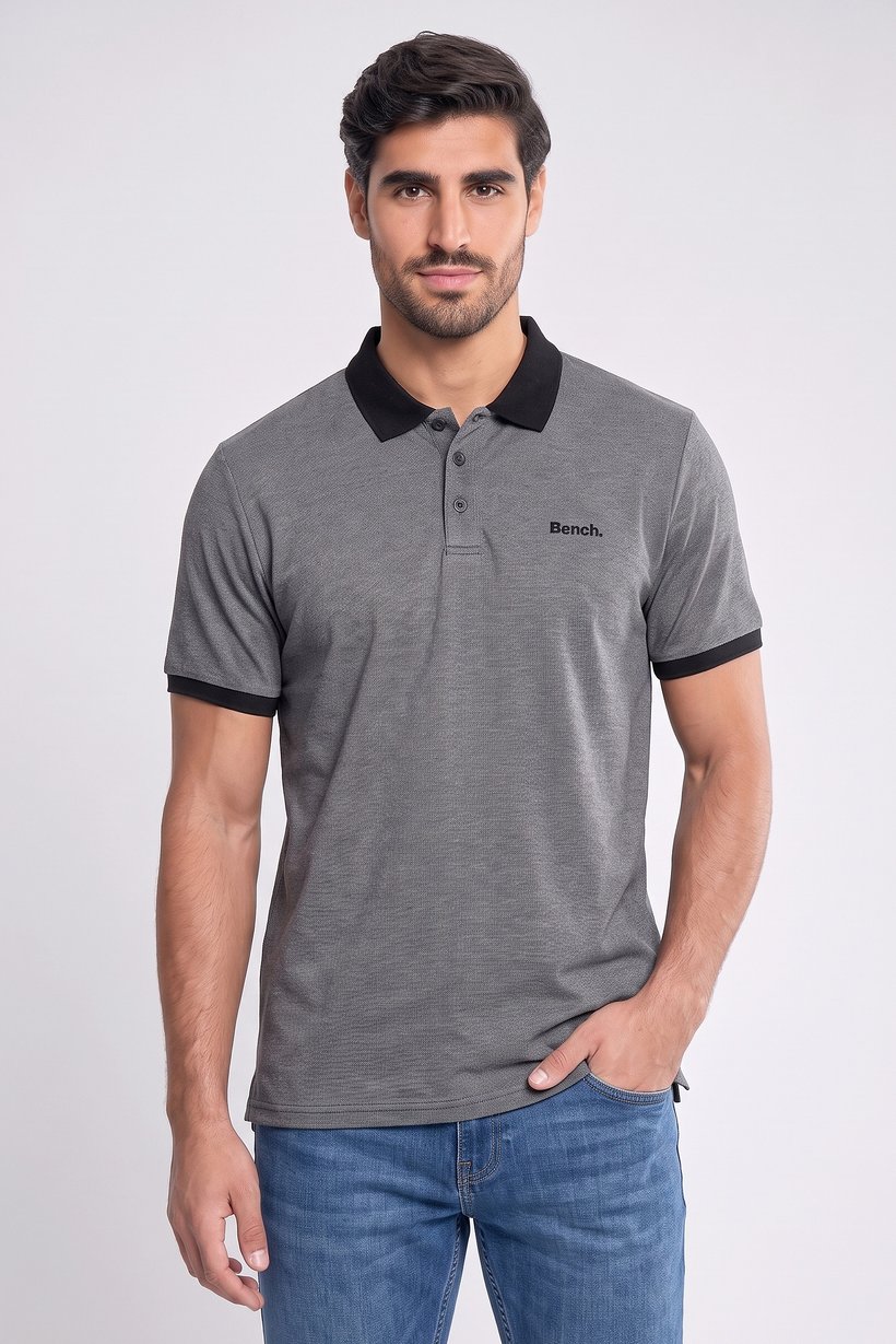 Men Regular Fit Embroidered Logo Short Sleeve Polo Shirt, Dark Grey