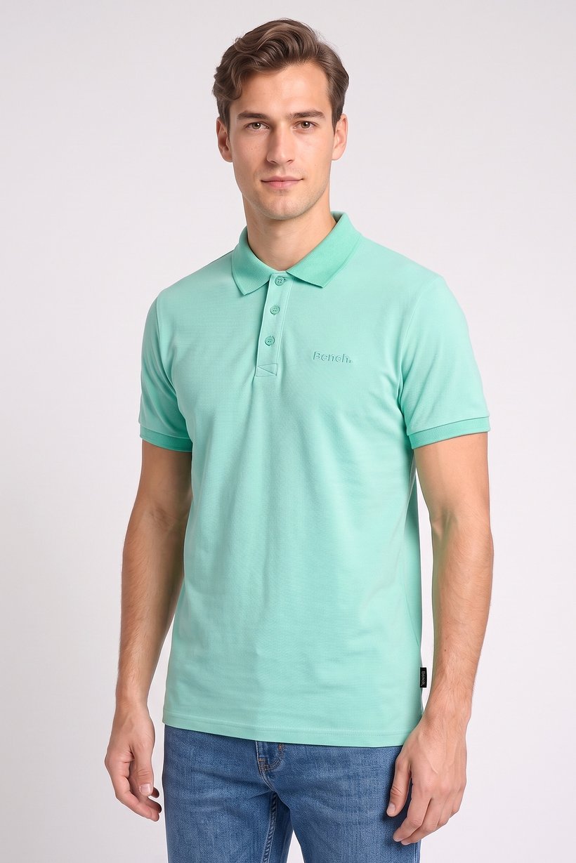 Men Regular Fit Short Sleeve Embroidered Logo Polo Shirt, Aqua Green