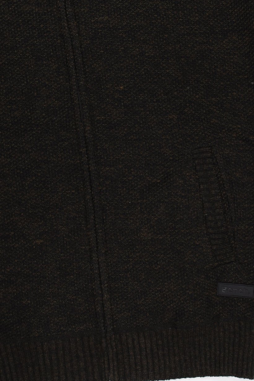 Men Heather Long Sleeve Knitted Hoodies, Khaki Melange