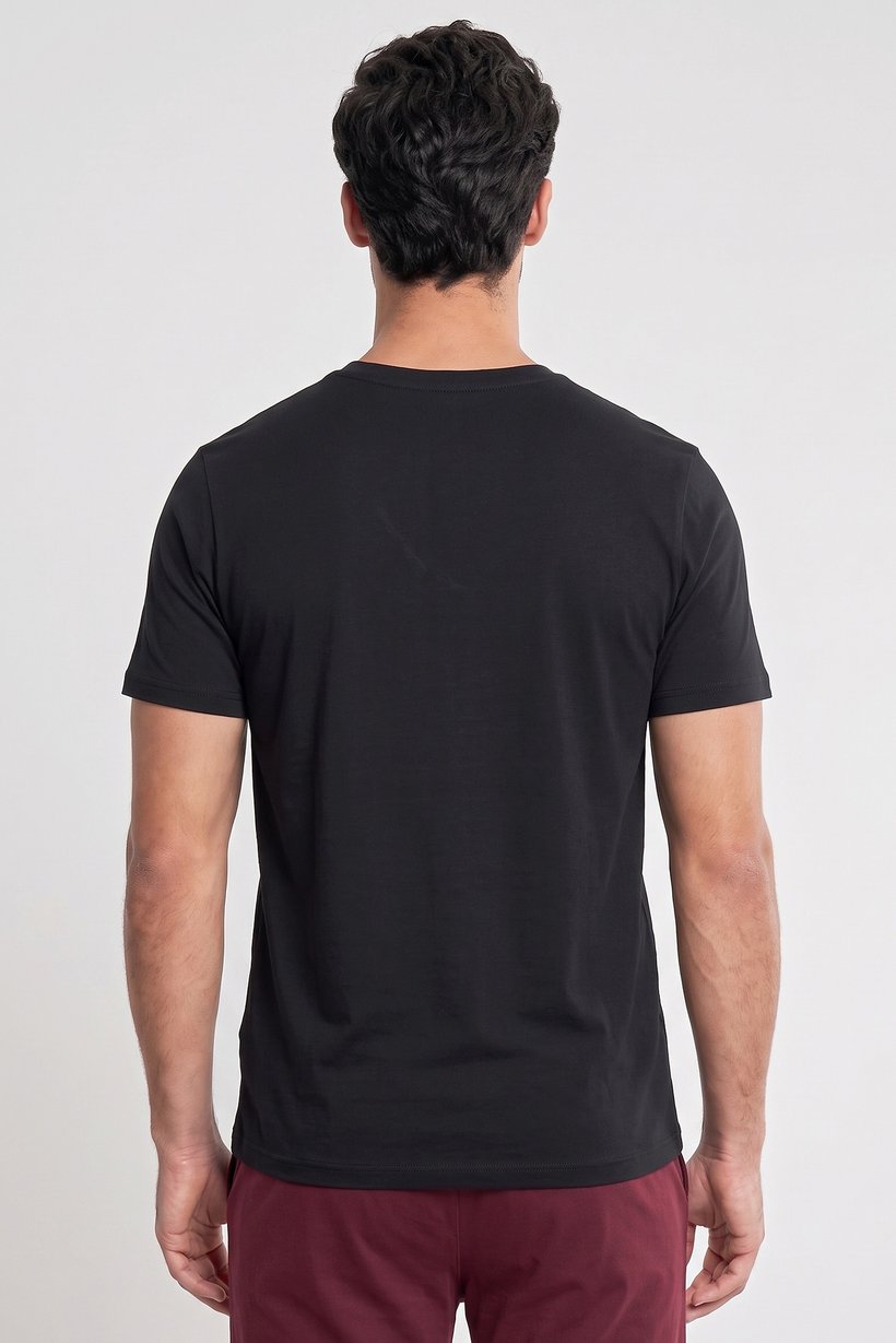 Men 3 Piece Crew Neck Short Sleeve Heather Lounge T-shirt, Black