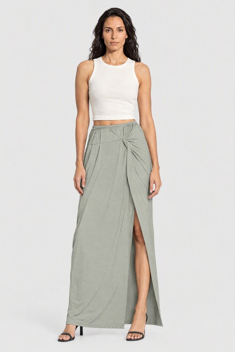 Women Solid Maxi Skirt, Grey
