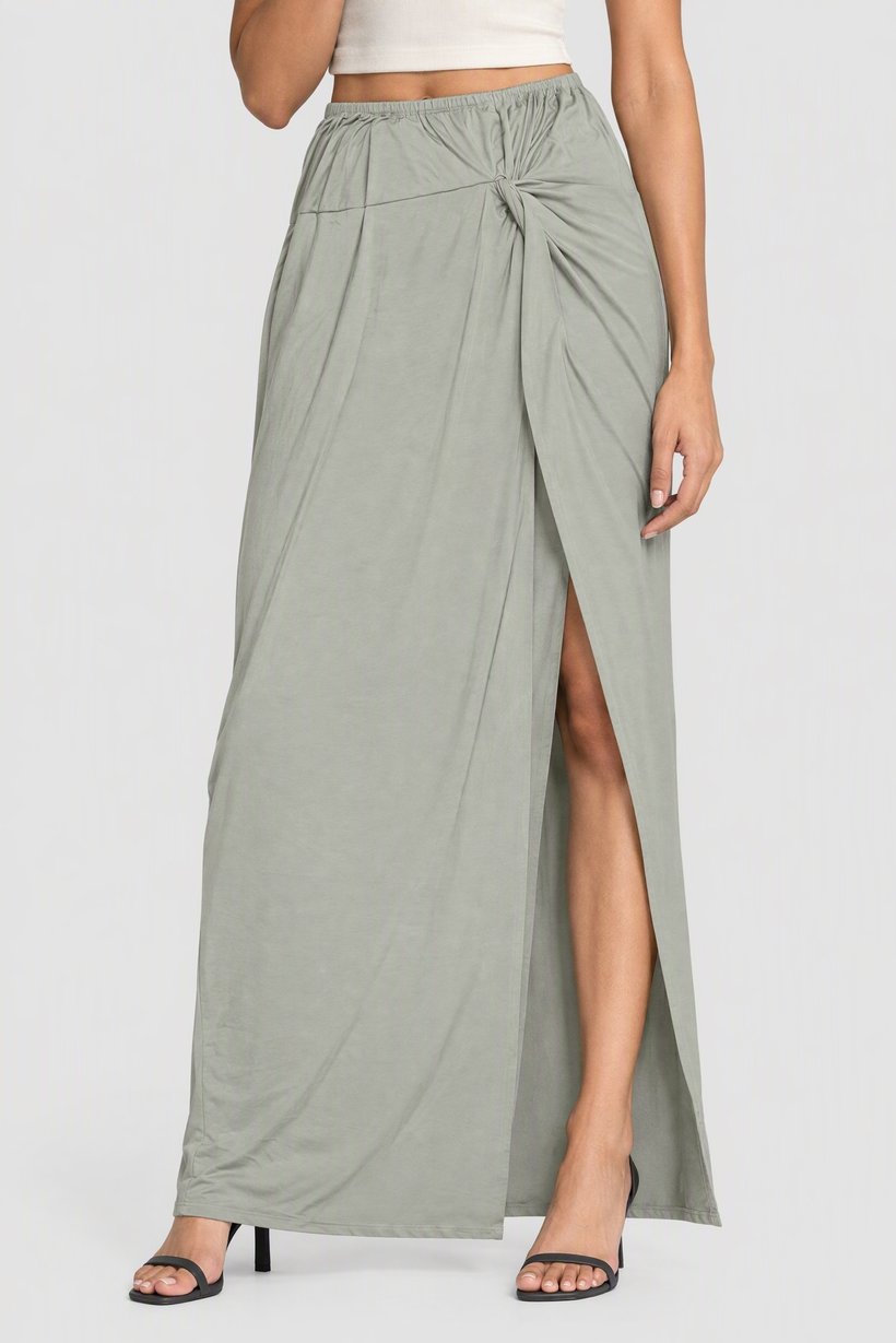 Women Solid Maxi Skirt, Grey