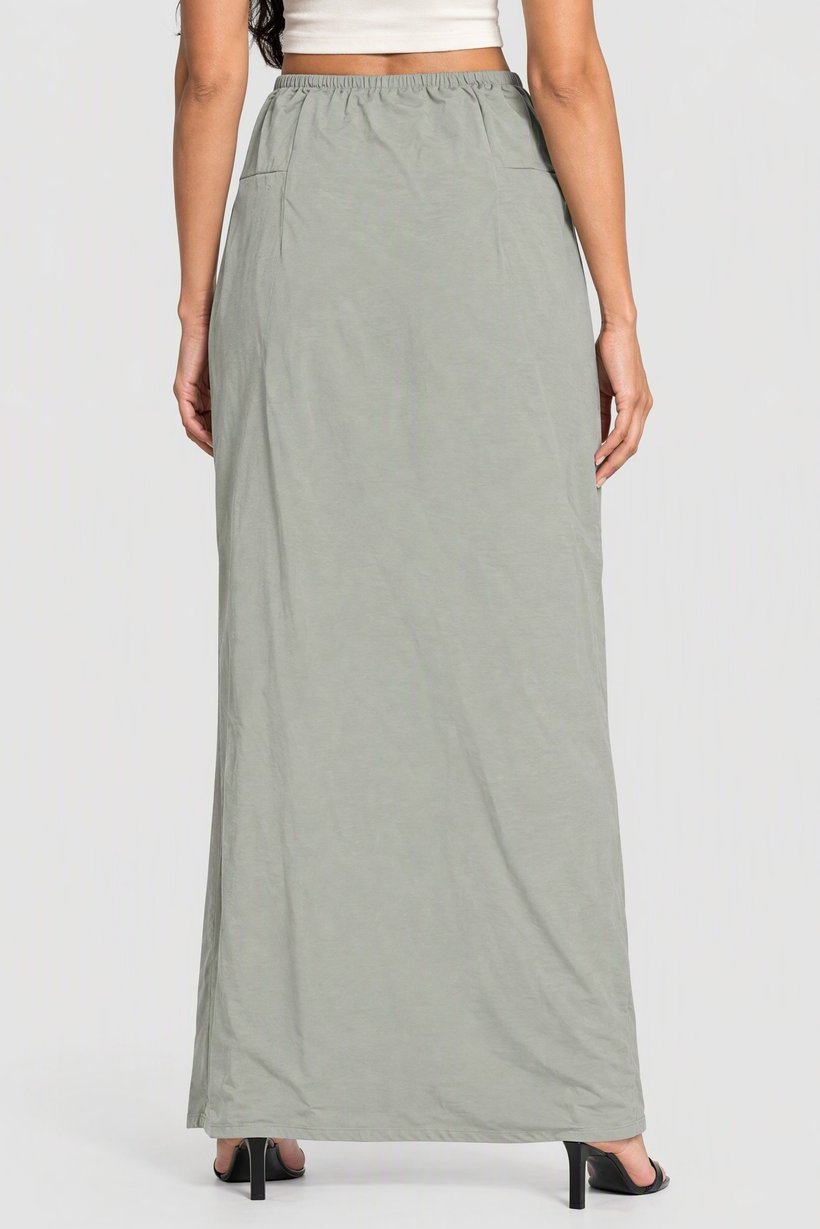 Women Solid Maxi Skirt, Grey