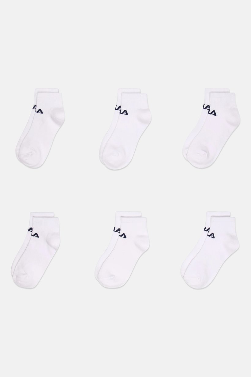 Kids Boy 6 Pairs Brand Logo Low Cut Socks, White