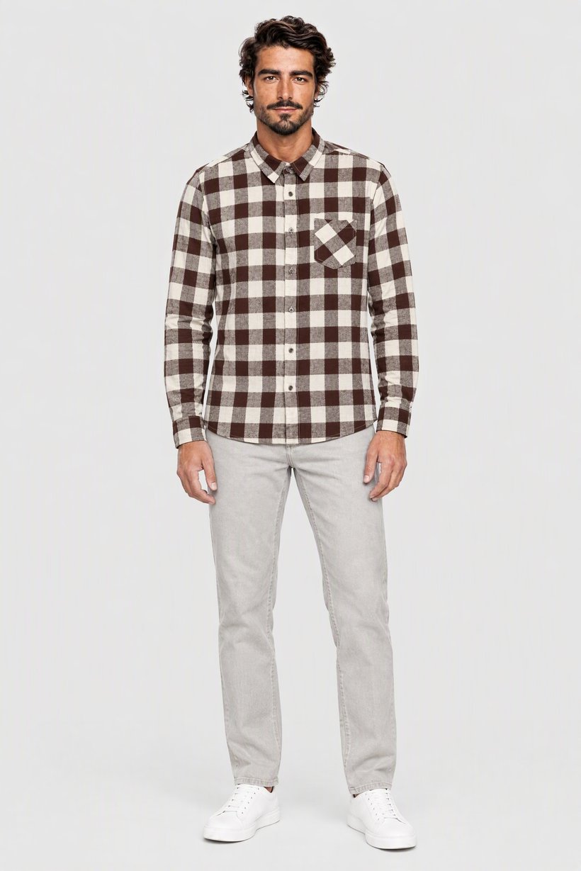 Men Regular Fit Plaid Long Sleeve Casual Shirt, Multicolor