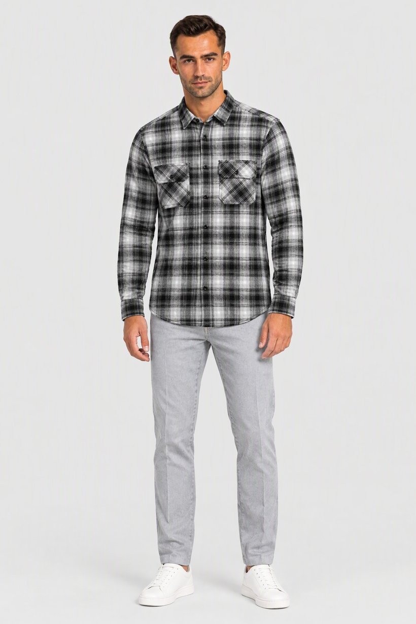 Men Regular Fit Long Sleeve Checkered Casual Shirt, Multicolor