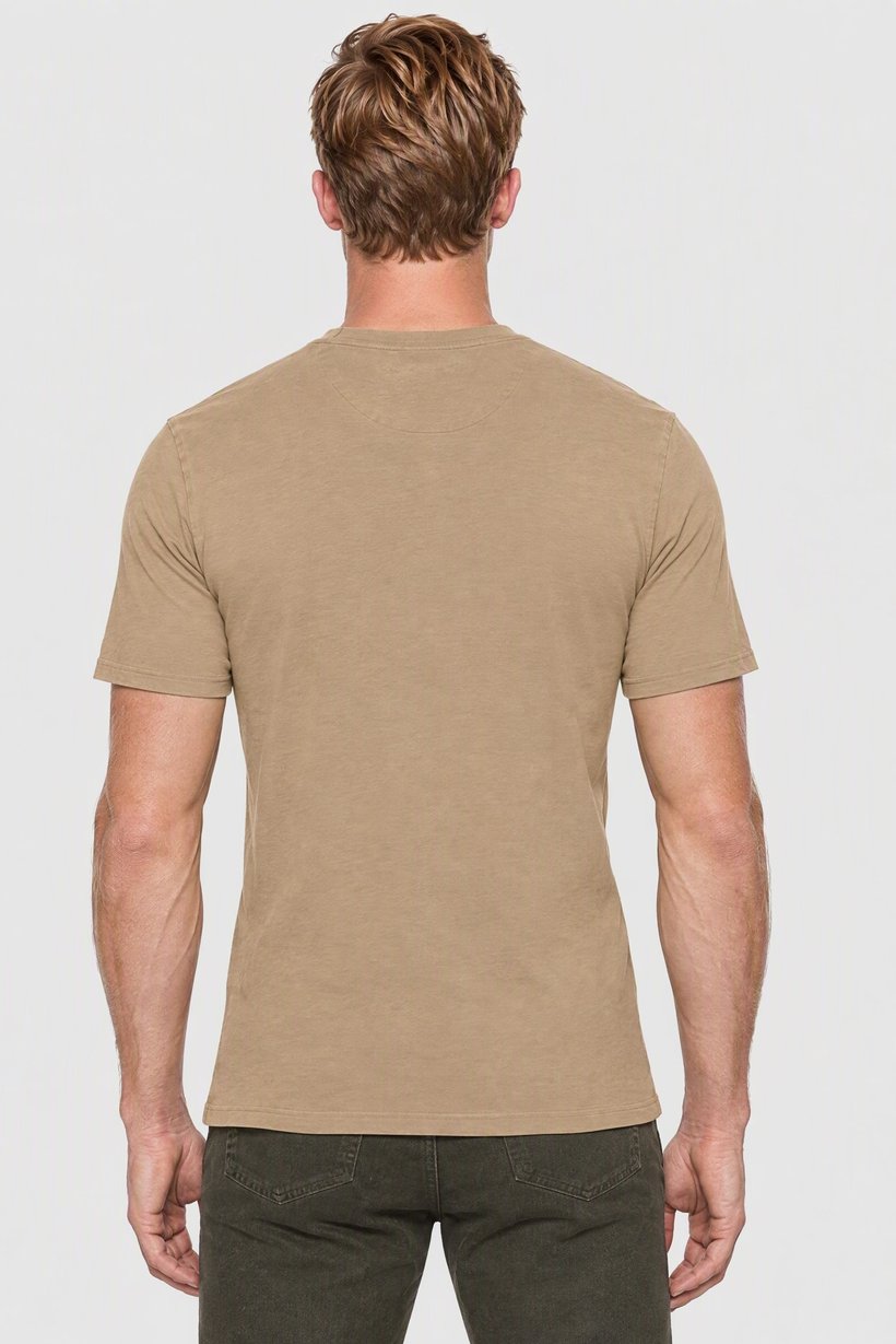 Men Crew Neck Short Sleeve Plain T-Shirt, Tan