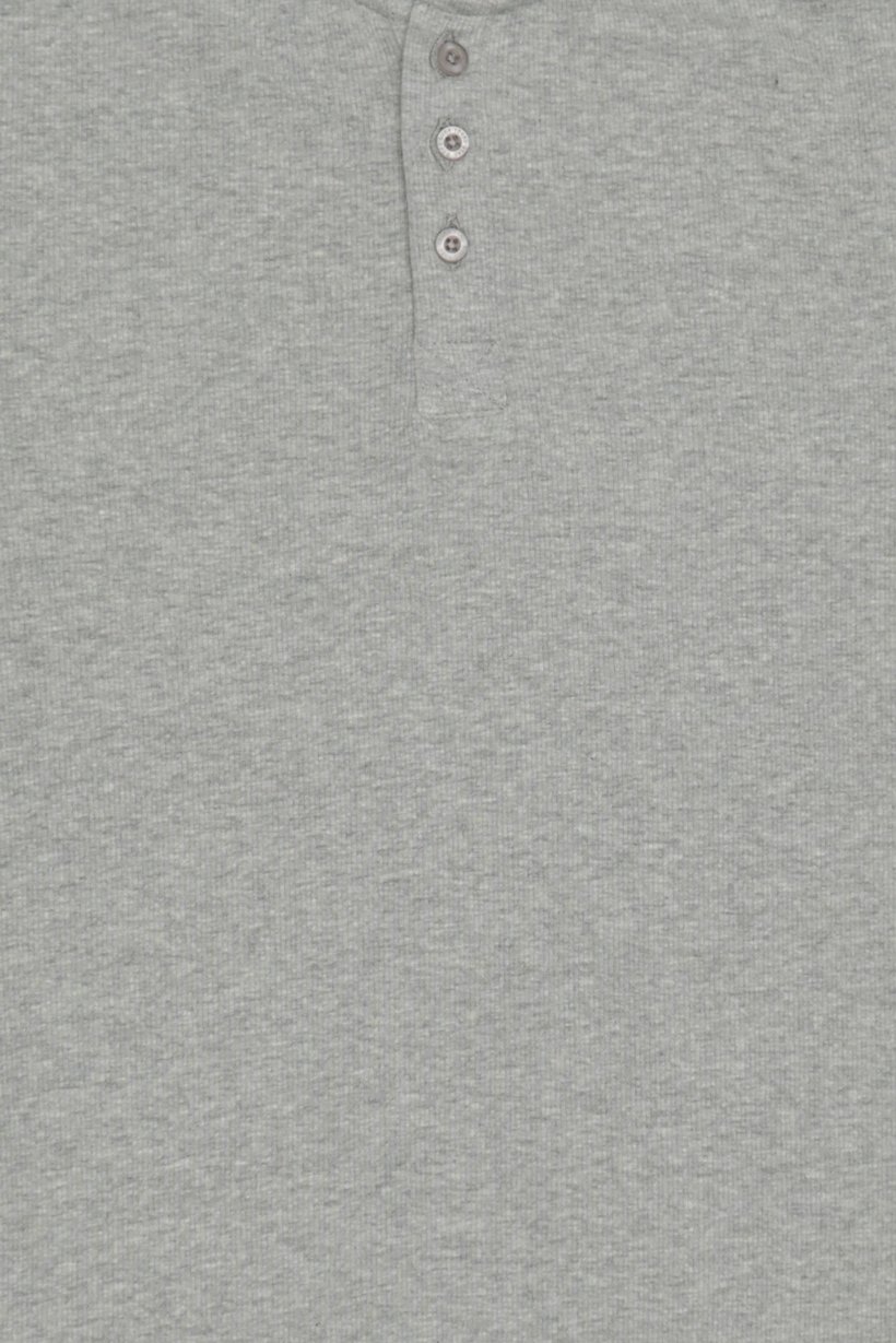 Men Henley Neck Long Sleeve Heather T-Shirt, Grey