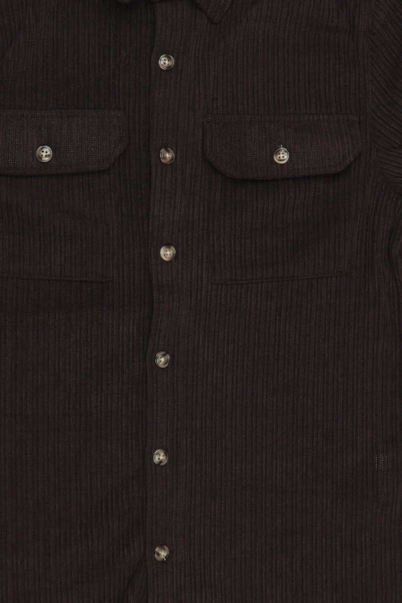 Men Regular Fit Textured Long Sleeve Corduroy Shirt, Chocolate Brown