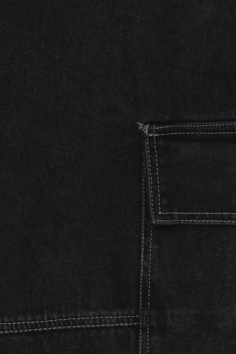 Men Loose Fit Solid No Stretch Cargo Jeans, Charcoal