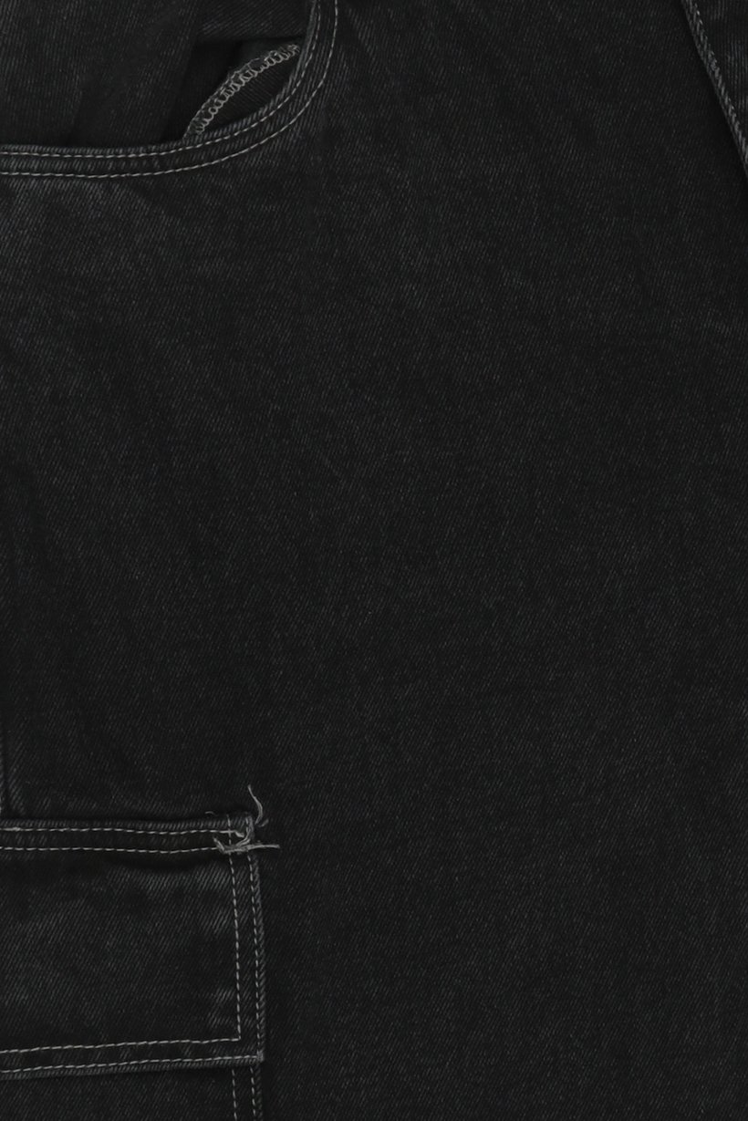 Men Loose Fit Solid No Stretch Cargo Jeans, Charcoal