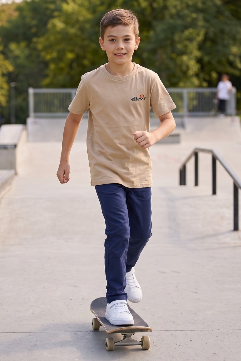 Kids Boy Sportswear Fit Short Sleeve Outdoor T-Shirt, Tan
