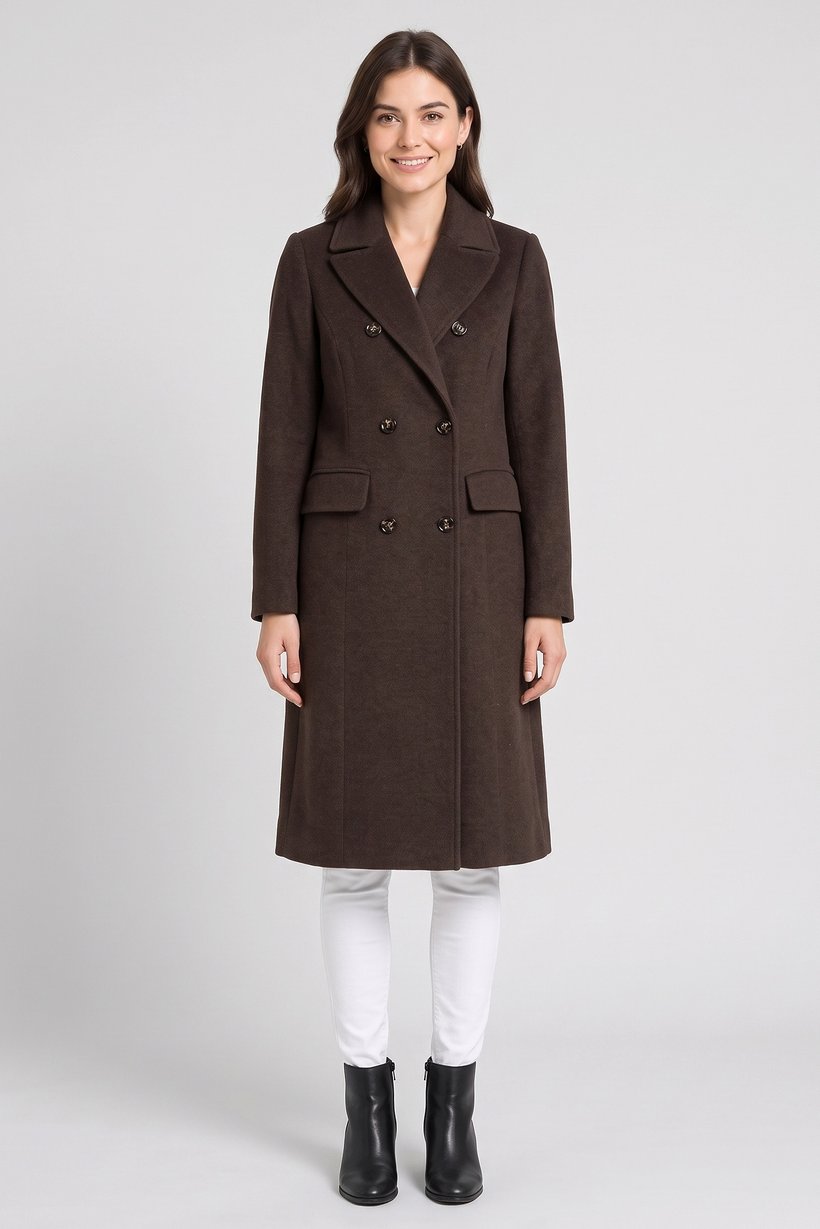 Women Textured Trench Coat, Dark Brown