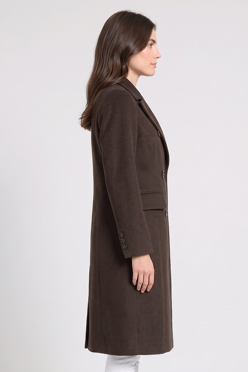 Women Textured Trench Coat, Dark Brown