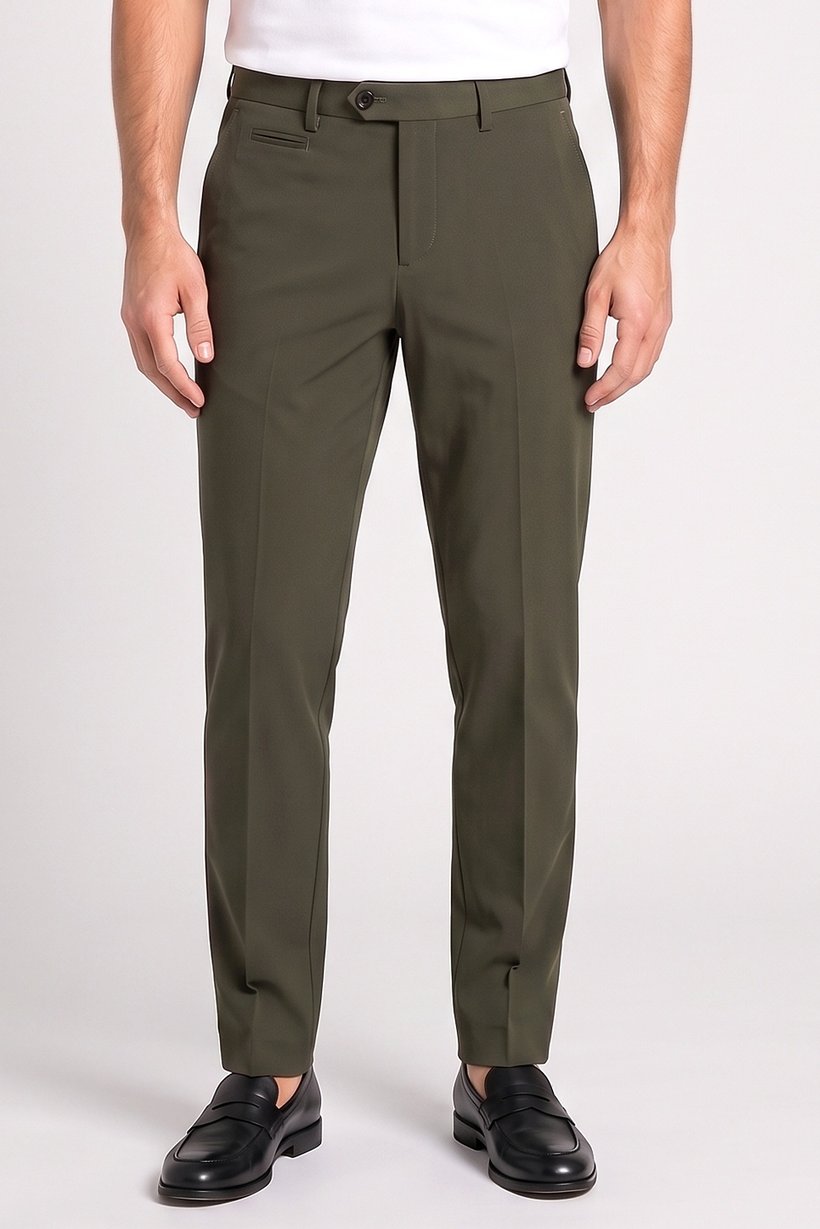 Men Slim Fit Plain Chino Pants, Green