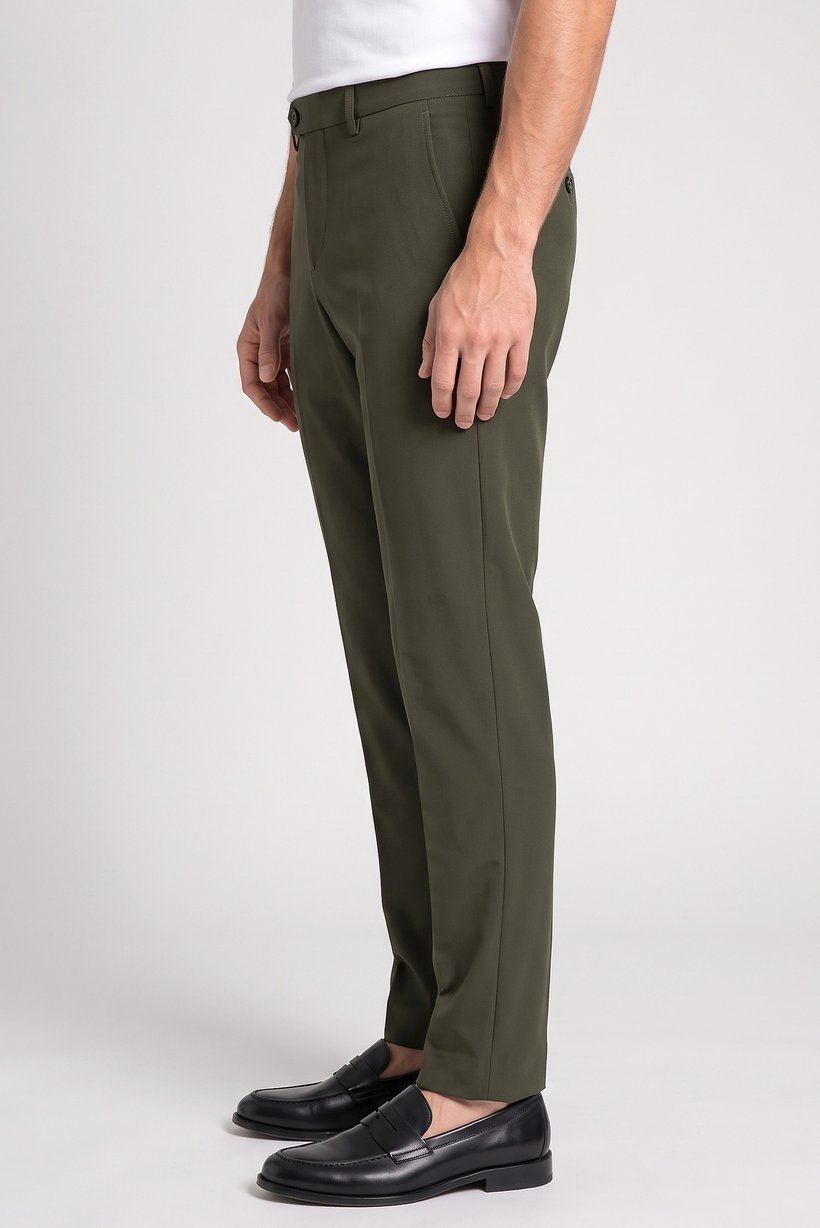 Men Slim Fit Plain Chino Pants, Green