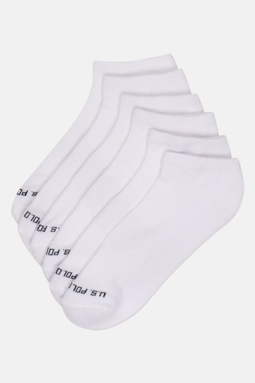Men 6 Pairs Brand Logo Low Cut Socks, White