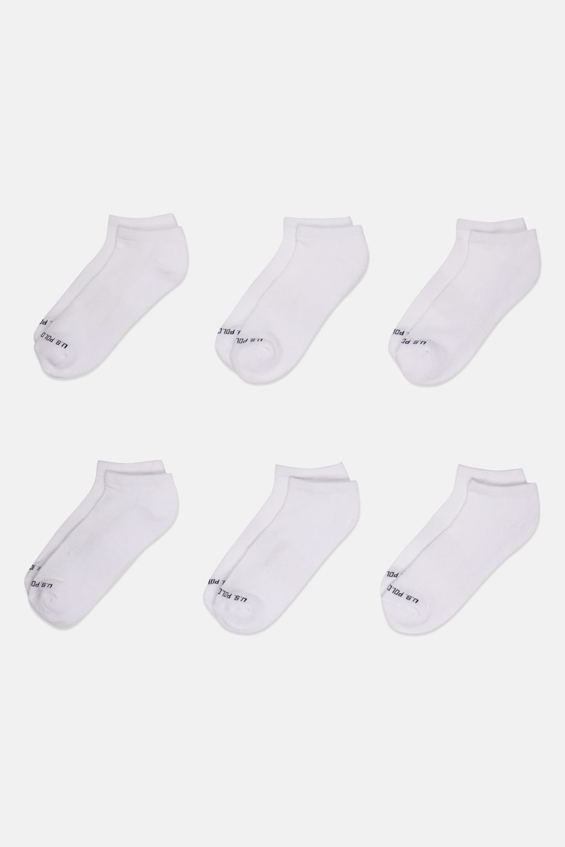 Men 6 Pairs Brand Logo Low Cut Socks, White