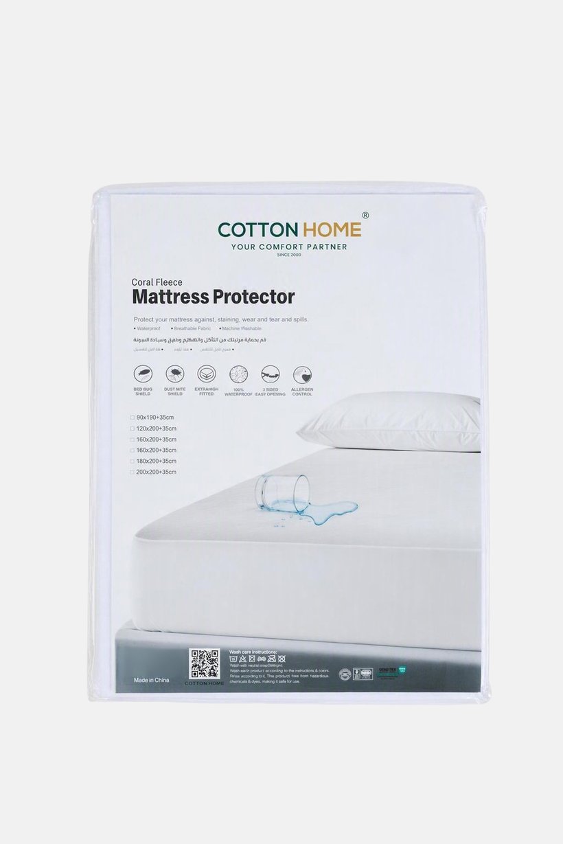 Coral Fleece Mattress Protector, White
