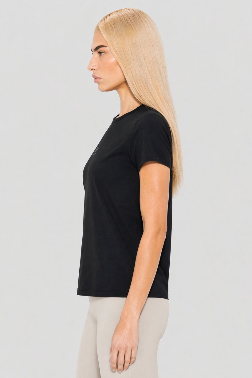 Women Regular Fit Short Sleeve Running Top, Black