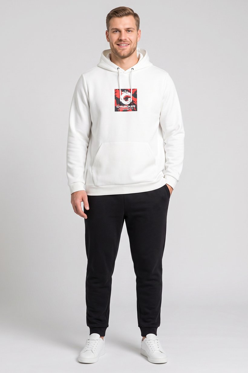 Men Regular Fit Long Sleeve Outdoor Hoodie, White