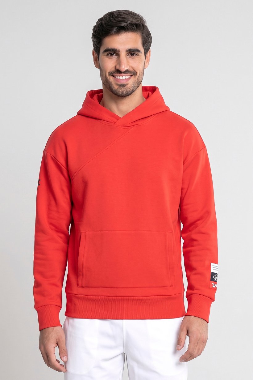 Men Sportswear Fit Long Sleeve Outdoor Hoodies, Red