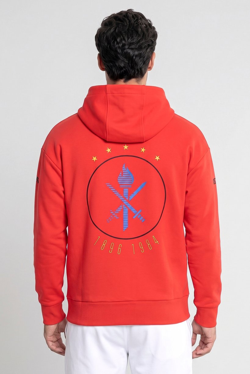 Men Sportswear Fit Long Sleeve Outdoor Hoodies, Red