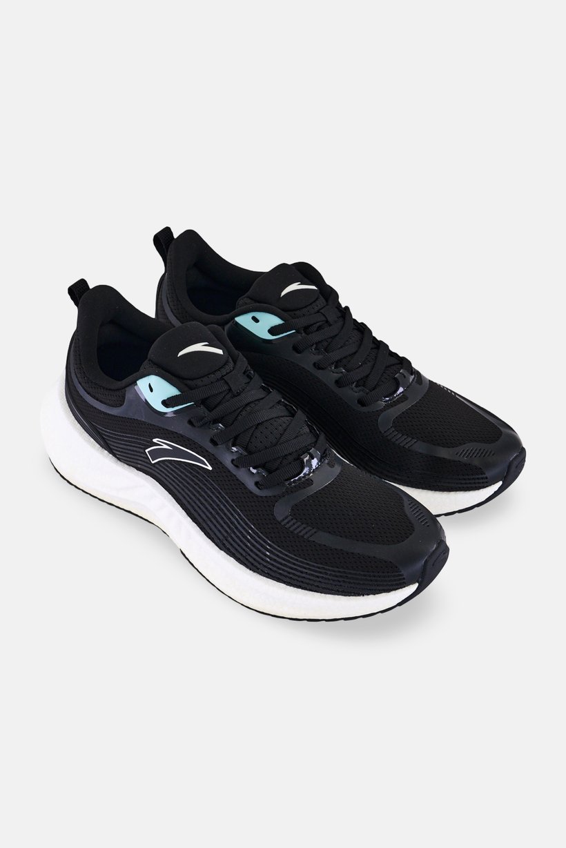Women Lace Up Running Shoes, Black