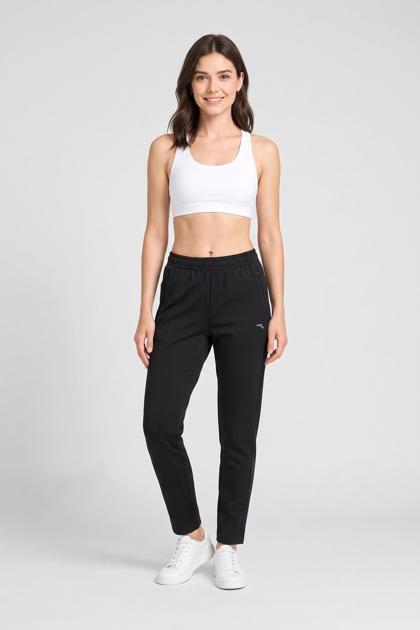 Women Regular Fit Running Track Pants, Black
