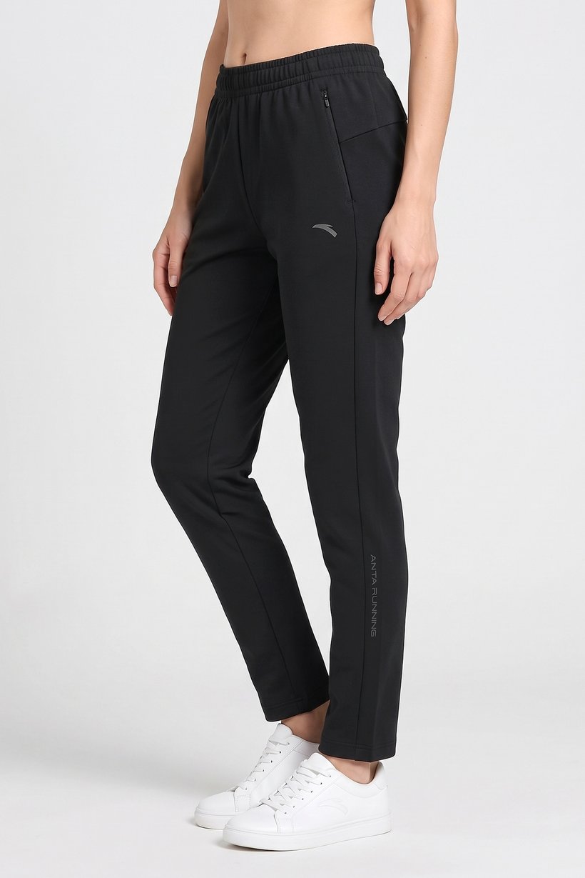 Women Regular Fit Running Track Pants, Black