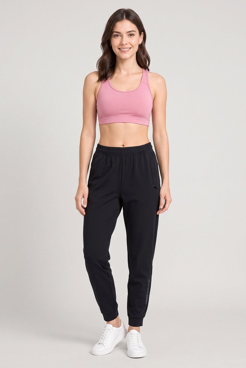Women Relaxed Fit Training Track Pants, Black