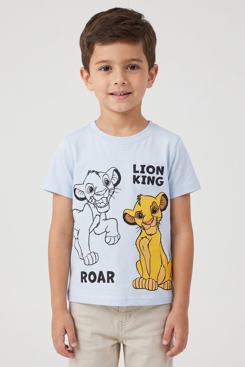 Toddler Boy Crew Neck Short Sleeve Lion King Graphic Print T-Shirt, Light Blue