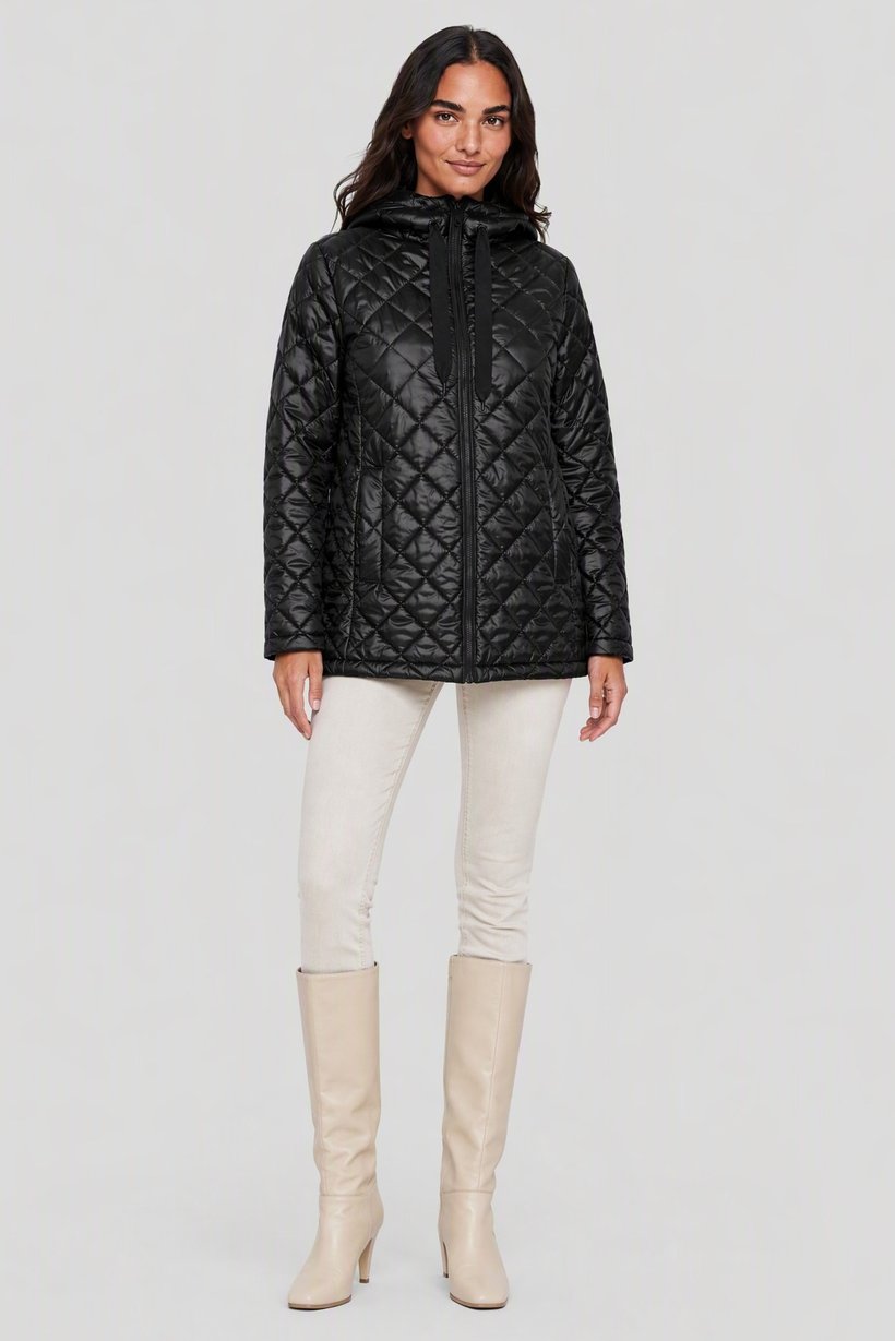 Women Quilted Puffer Jacket, Black