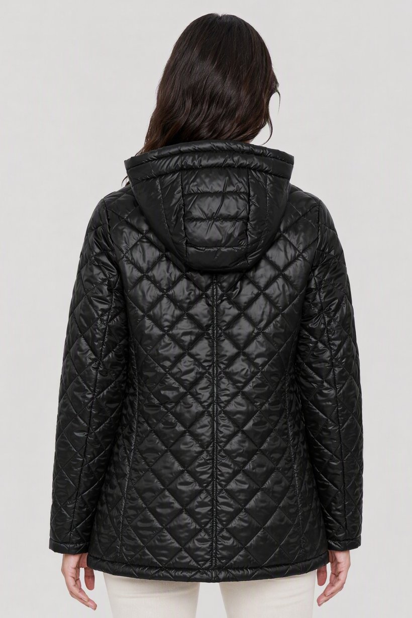 Women Quilted Puffer Jacket, Black