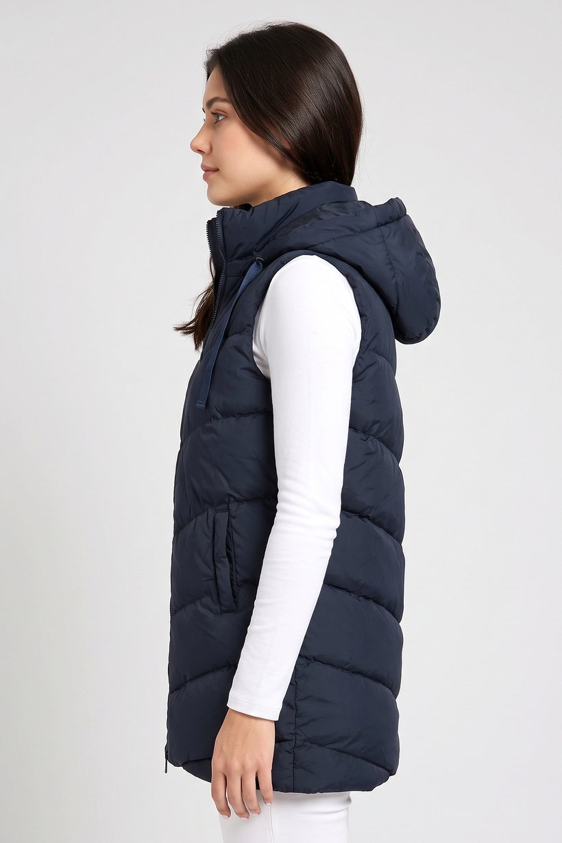 Women Quilted Vest Jacket, Navy