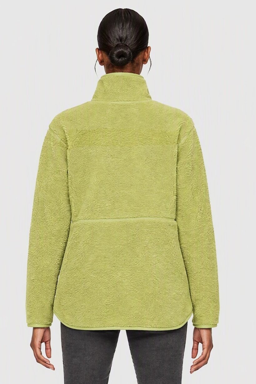 Women Textured Sherpa Jackets, Lime Green