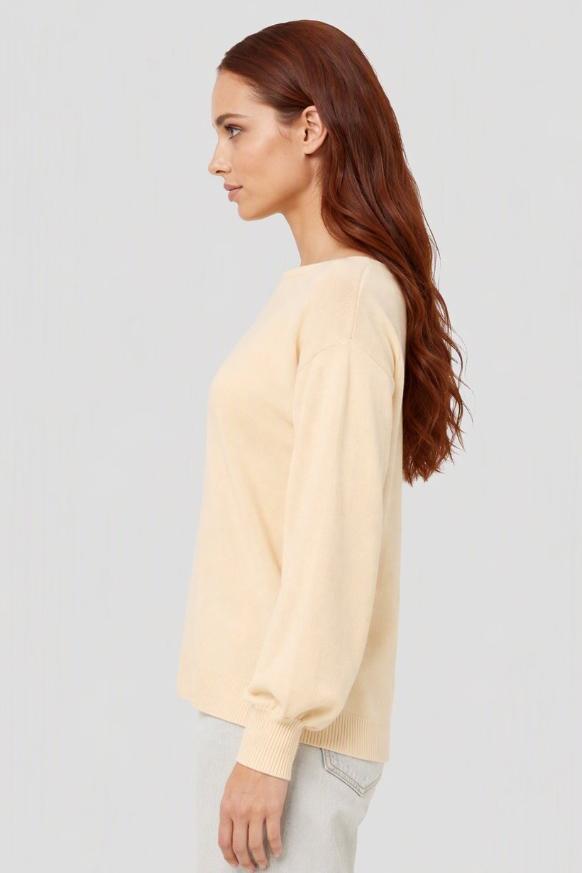 Women 2Pcs Boat Neck Long Sleeve Knitted Top, Multicolor
