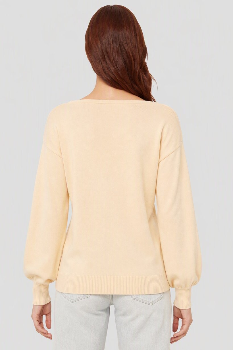 Women 2Pcs Boat Neck Long Sleeve Knitted Top, Multicolor