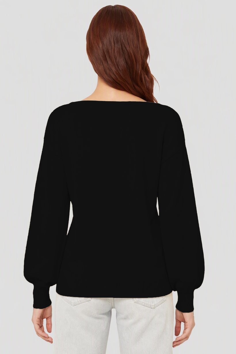 Women 2Pcs Boat Neck Long Sleeve Knitted Top, Multicolor