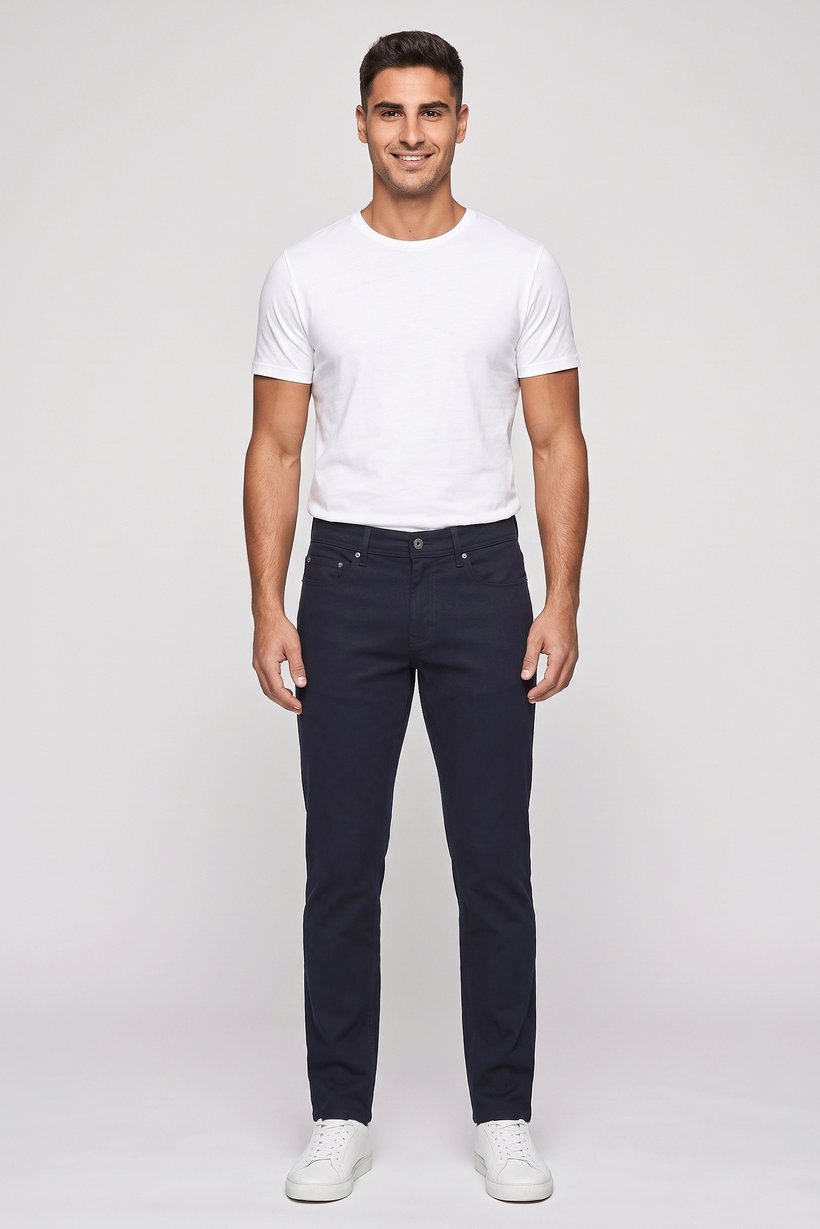 Men Classic Fit Solid Chino Pants, Navy