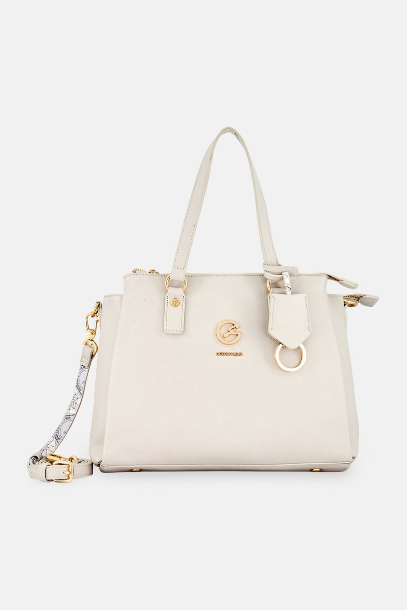 Women Brand Logo Shoulder Bag, Off White
