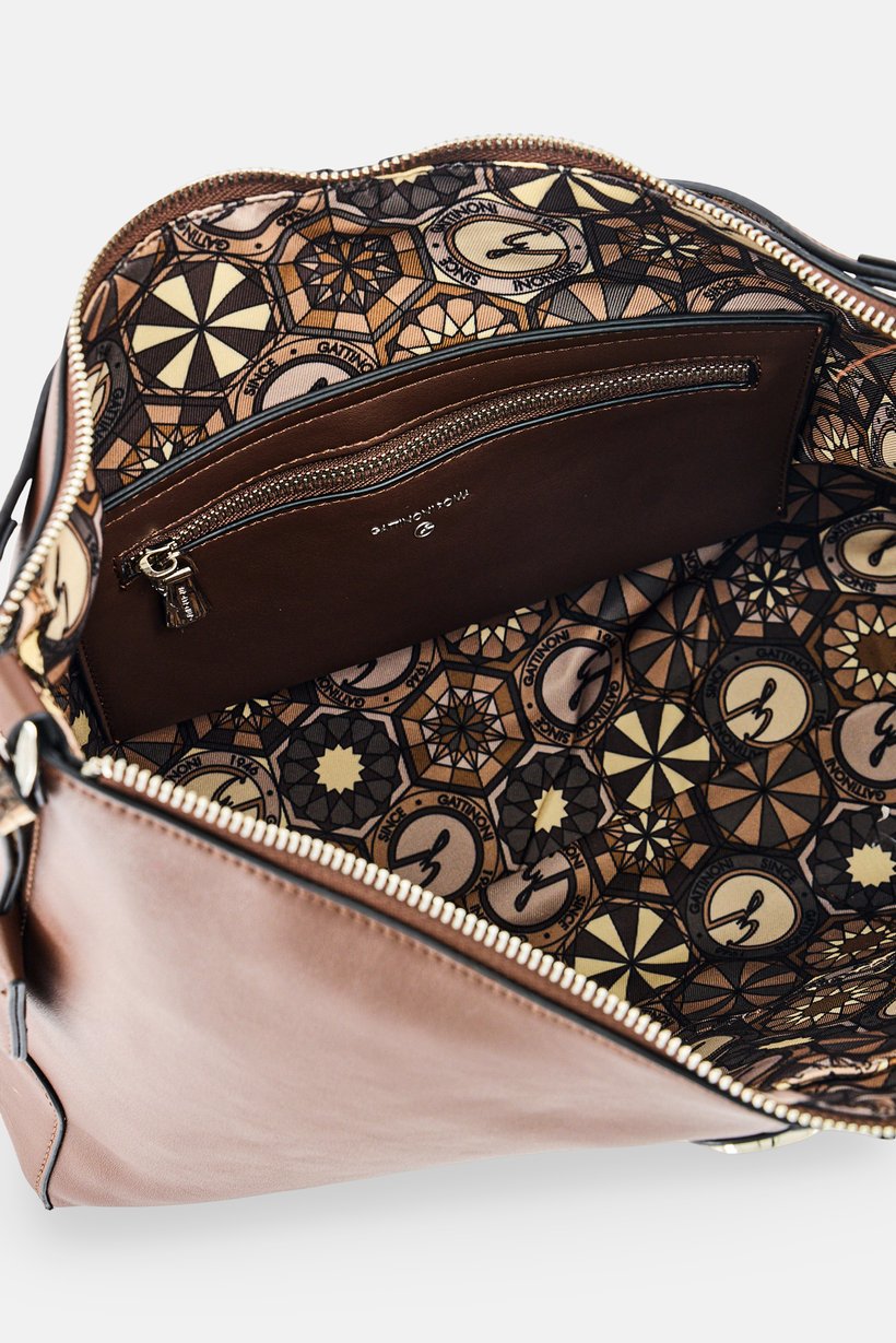 Women Brand Logo Shoulder Bag, Brown
