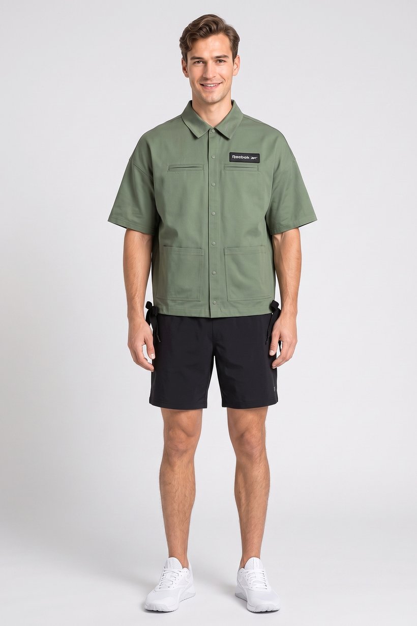 Men Sportswear Fit Short Sleeve Outdoor Jacket Shirt, Sage Green