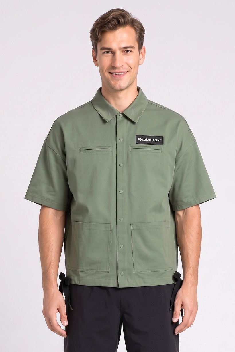 Men Sportswear Fit Short Sleeve Outdoor Jacket Shirt, Sage Green