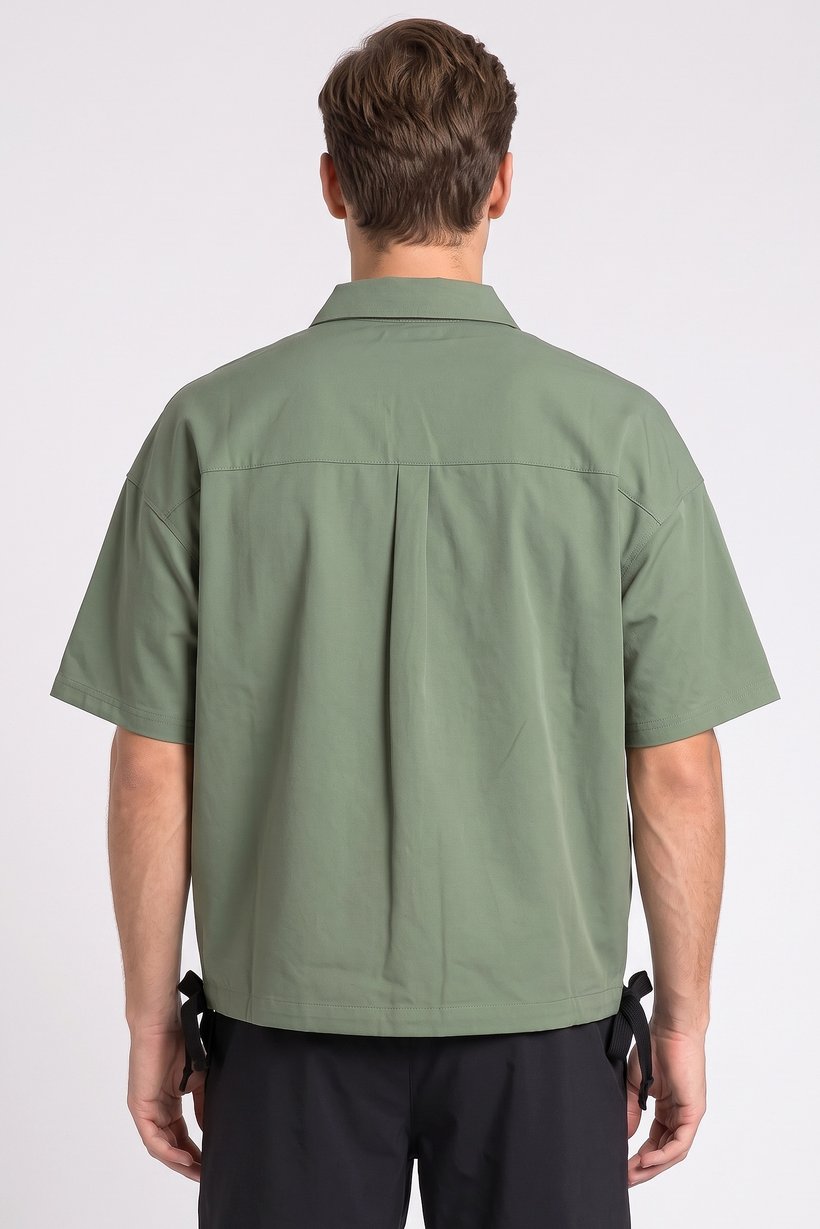 Men Sportswear Fit Short Sleeve Outdoor Jacket Shirt, Sage Green