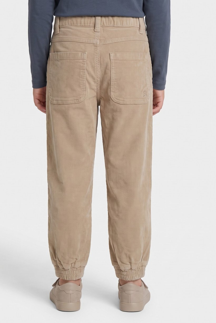 Kids Girl Regular Fit Textured Corduroy Pants, Beige