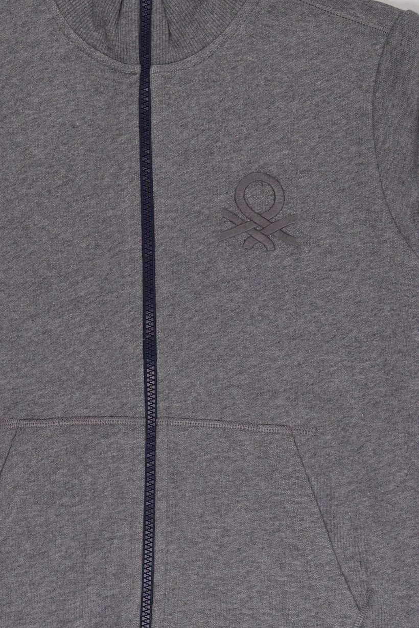 Kids Boy Long Sleeve Embroidered Logo Sweatshirt, Heather Grey