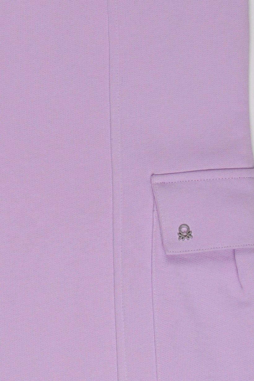 Kids Girl Regular Fit Solid Cargo Pants, Lavender