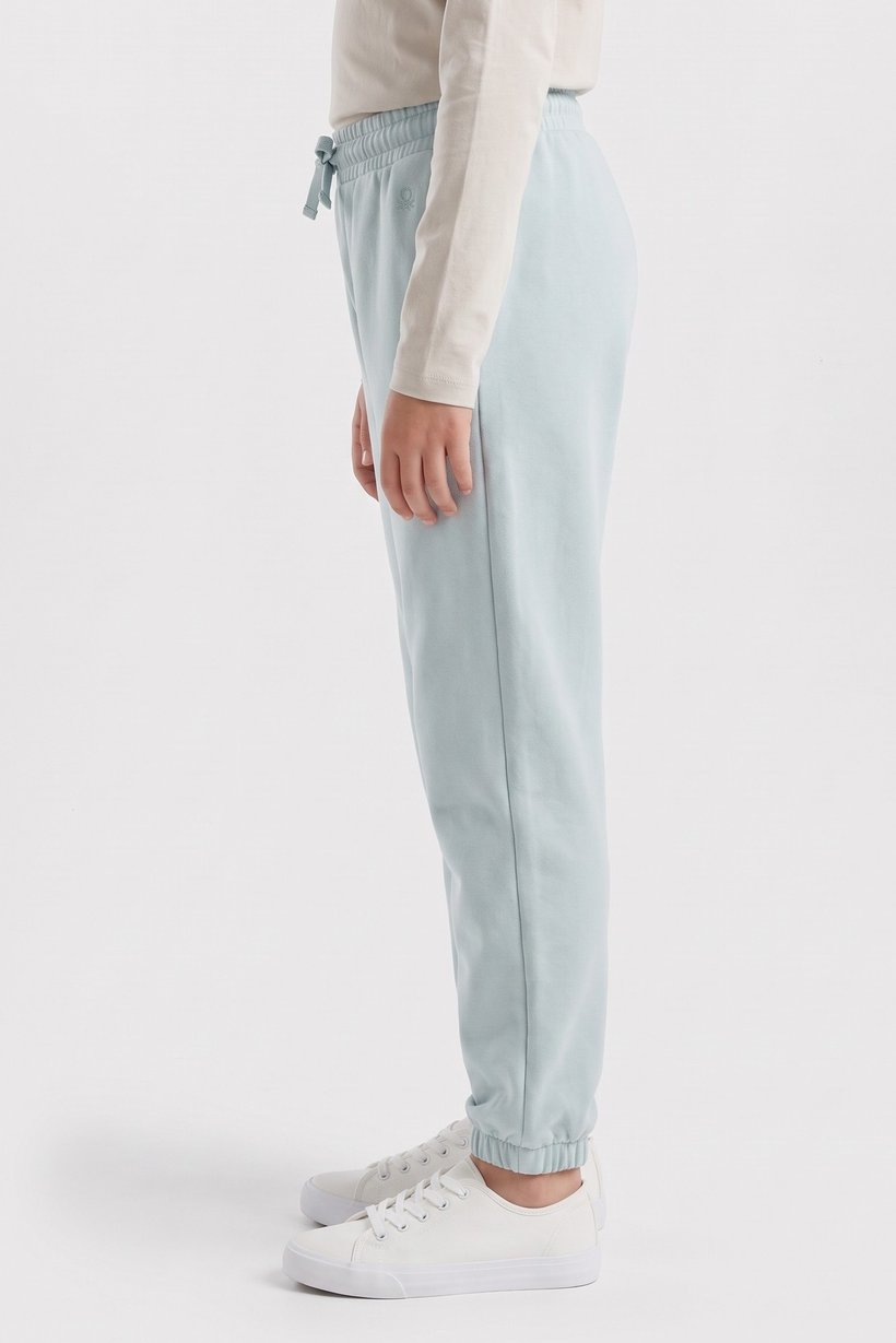 Kids Girl Regular Fit Embroidered Logo Jogger Pants, Mint Blue